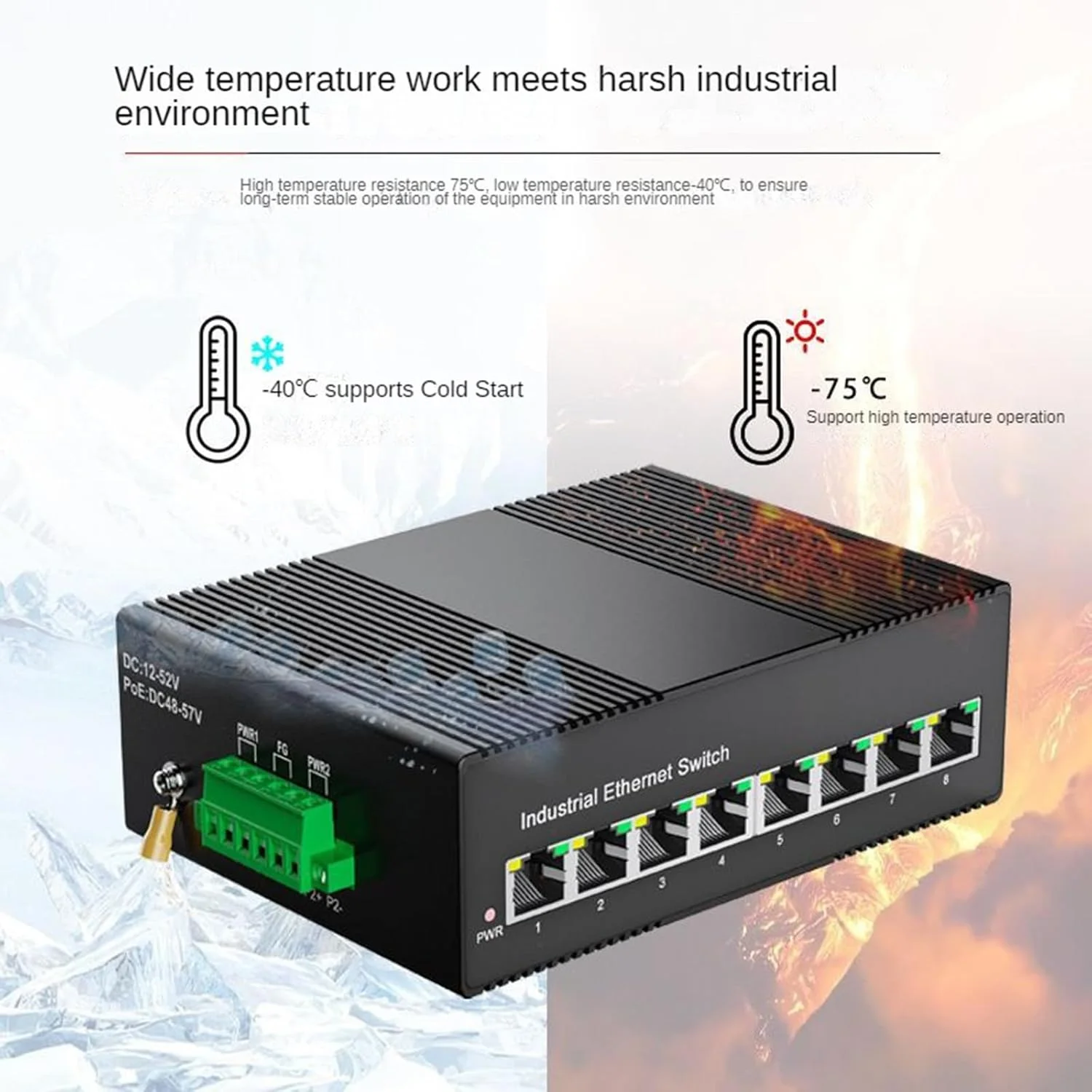 سوئیچ صنعتی 8 پورت گیگابیتی، سوئیچ POE ریلی DIN، سوئیچ صنعتی غیر مدیریتی، حفاظت IP40، B سوئیچ صنعتی 8 پورت گیگابیتی، سوئیچ POE ریلی DIN، سوئیچ صنعتی غیر مدیریتی، حفاظت IP40، B