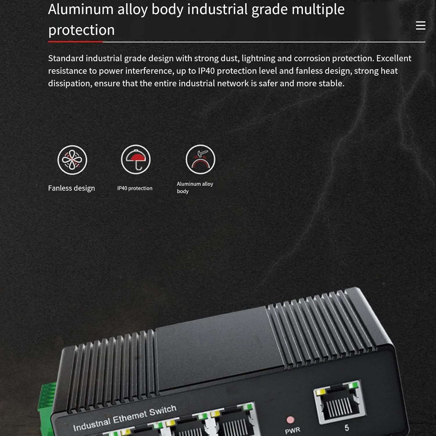 سوئیچ صنعتی 5 پورت گیگابیتی، سوئیچ PoE ریلی Din، سوئیچ صنعتی غیر مدیریتی با محافظت