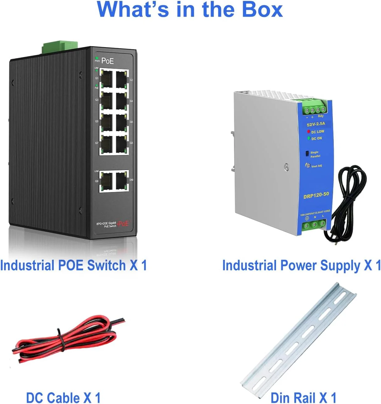 سوئیچ صنعتی 8 پورت گیگابیتی POE+ با منبع تغذیه ریلی DIN صنعتی، 2 پورت آپلینک گیگابیتی، بودجه کل 120 وات، سوئیچ POE ریلی DIN برای دوربین های IP، تلفن های VoIP، AP های بی سیم