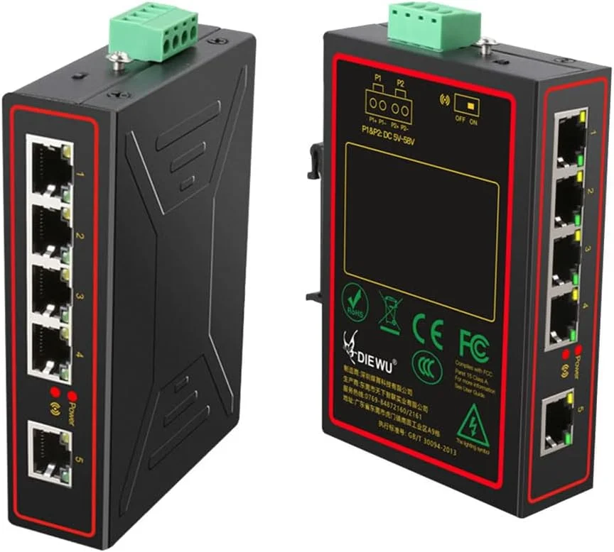 سوئیچ شبکه صنعتی 5 پورت 100M با قابلیت اتصال آسان RJ45 هاب تقسیم کننده اینترنت RJ45