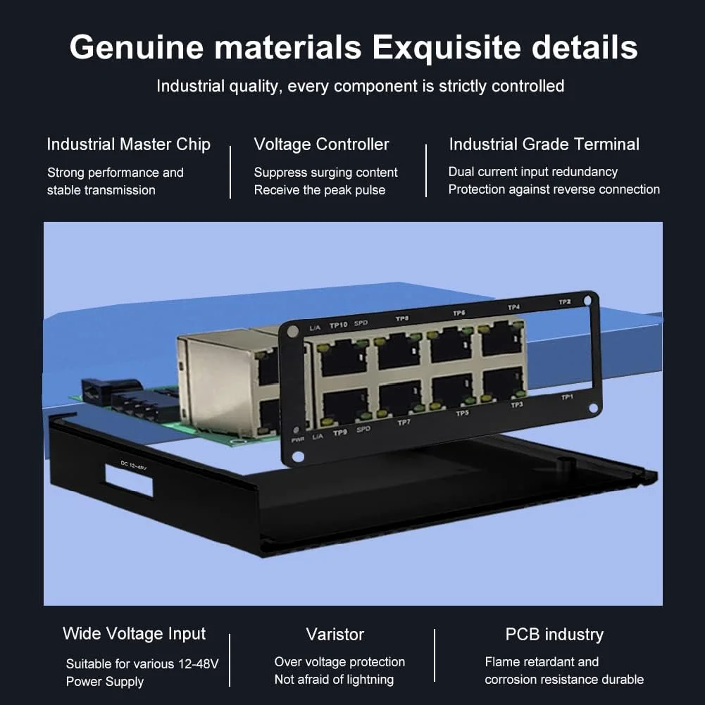 سوئیچ صنعتی کوچک 10 پورت گیگابیتی سخت شده 10 پورت RJ45 10/100/1000Mbps سوئیچ اترنت نصب ریلی Din سوئیچ اترنت فضای باز، سوئیچ شبکه غیر مدیریتی (-40 تا 176 درجه فارنهایت) با 12-48V DC سوئیچ صنعتی کوچک 10 پورت گیگابیتی سخت شده 10 پورت RJ45 10/100/1000Mbps سوئیچ اترنت نصب ریلی Din سوئیچ اترنت فضای باز، سوئیچ شبکه غیر مدیریتی (-40 تا 176 درجه فارنهایت) با 12-48V DC