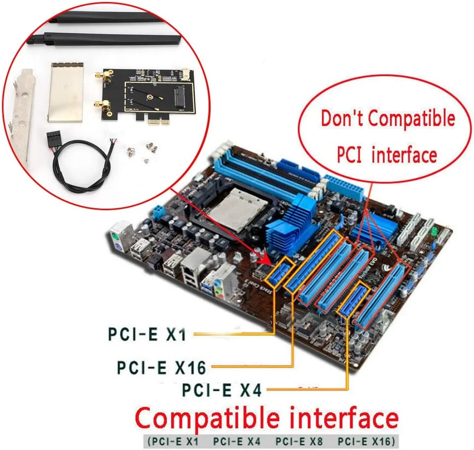 کارت وایرلس WIFI PCIe مدل XUMIUZIY، تبدیل کننده کارت M.2 NGFF به PCI-E 1X برای کامپیوترهای رومیزی، آداپتور WLAN WIFI برای 8260 7265 1535 7260