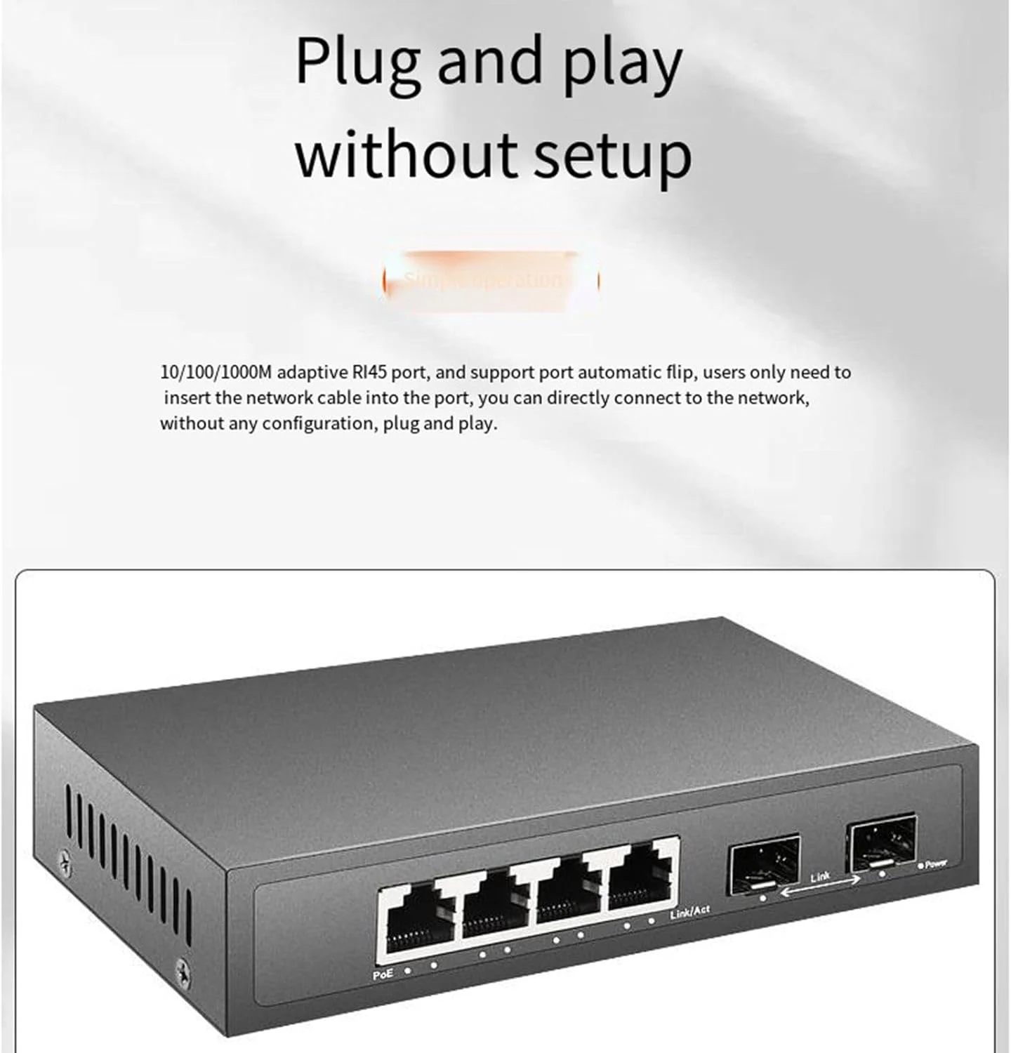 سوئیچ شبکه فیبر نوری گیگابیتی 4 پورت Jootoo، سوئیچ اترنت صنعتی، اسپلیتر شبکه با راندمان بالا 3KV، B