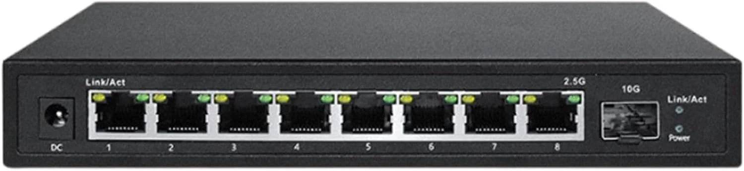 سوئیچ شبکه 8 پورت 2.5G با پورت های PoE، سوئیچ اترنت، هاب 10G با قابلیت اتصال فیبر نوری و عملکرد Plug-and-Play مدل A