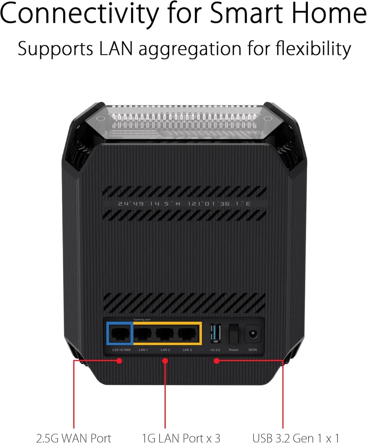 سیستم مش وای فای 6 سه بانده مخصوص بازی ایسوس ROG Rapture GT6 (2PK) AX10000، پوشش تا 540 متر مربع، پورت 2.5 گیگابیتی، شتاب دهنده سه سطحی بازی، UNII 4، امنیت اینترنتی مادام العمر رایگان، مشکی