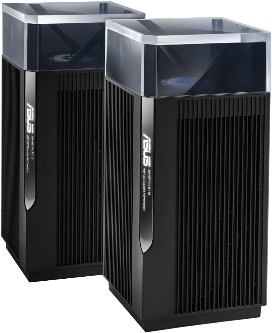 سیستم مش وای فای 6 سه بانده ASUS ZenWiFi Pro ET12 AX11000: عملکرد نهایی AXE11000 AXE، دارای 10 آنتن داخلی، پردازنده 64 بیتی چهار هسته ای 2.0 گیگاهرتز، کنترل والدین - مشکی