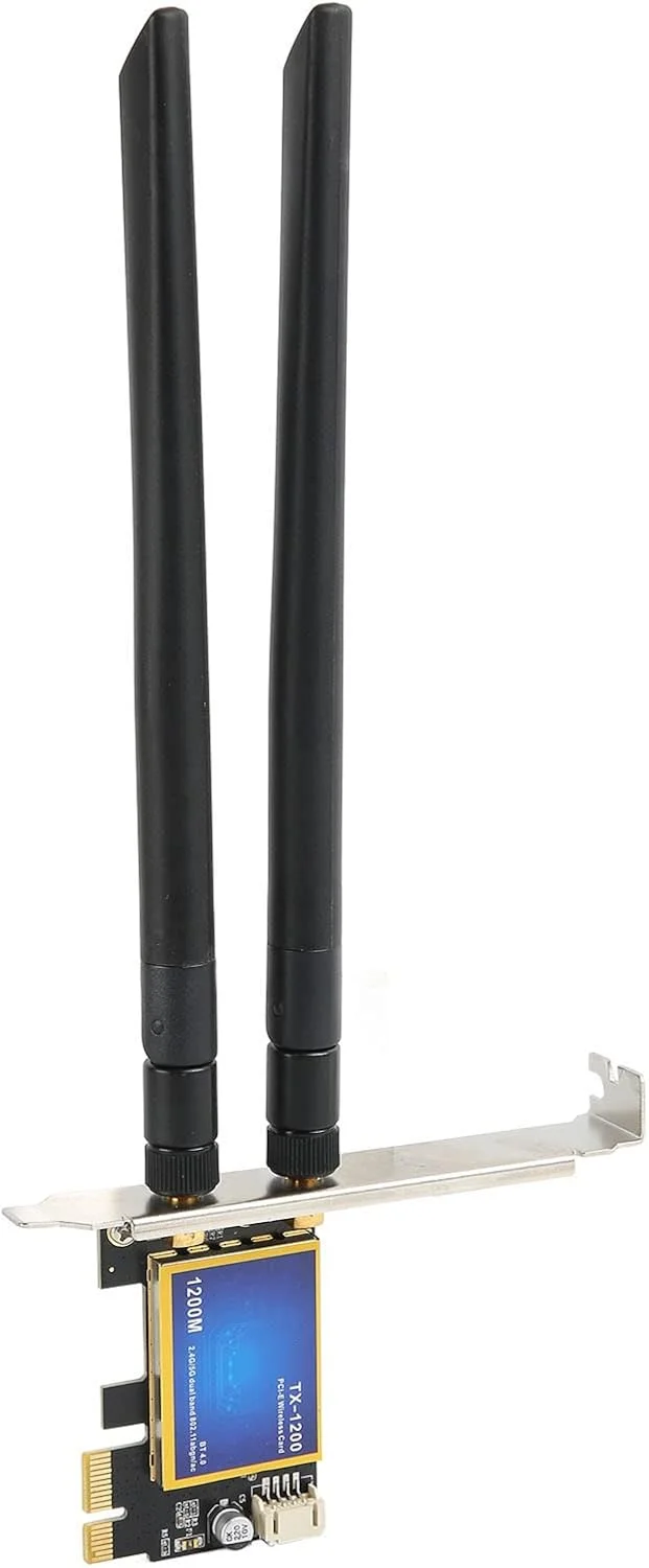 کارت شبکه وای فای دو بانده 1200 مگابیتی PCIe / آداپتور 4.0 برای 7، 8، 10، آداپتور WLAN بی سیم برای کامپیوتر، با 2 آنتن