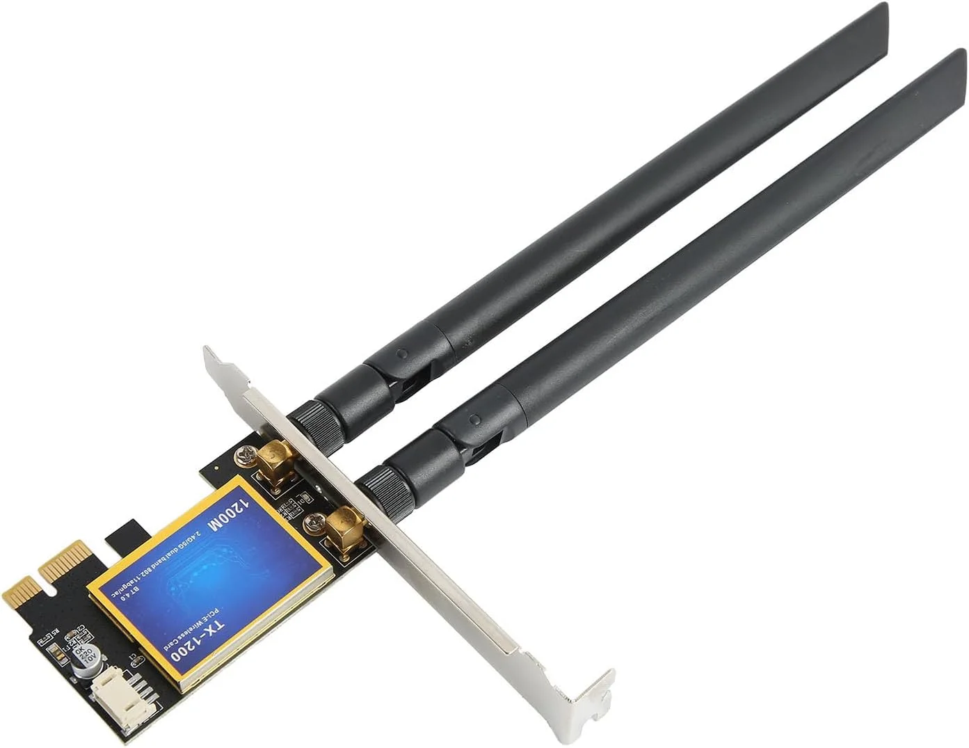 کارت وای فای، 2.4G 5G دو بانده 1200 مگابیت بر ثانیه آداپتور بی سیم PCIE آنتن های با بهره بالا کارت وای فای دسکتاپ 4.0 برای 7 8 10