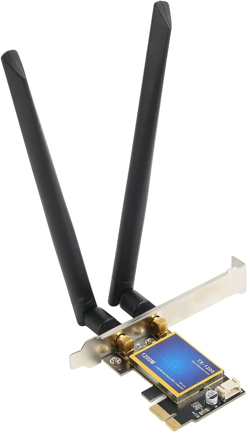 کارت وای فای، 2.4G 5G دو بانده 1200 مگابیت بر ثانیه آداپتور بی سیم PCIE آنتن های با بهره بالا کارت وای فای دسکتاپ 4.0 برای 7 8 10