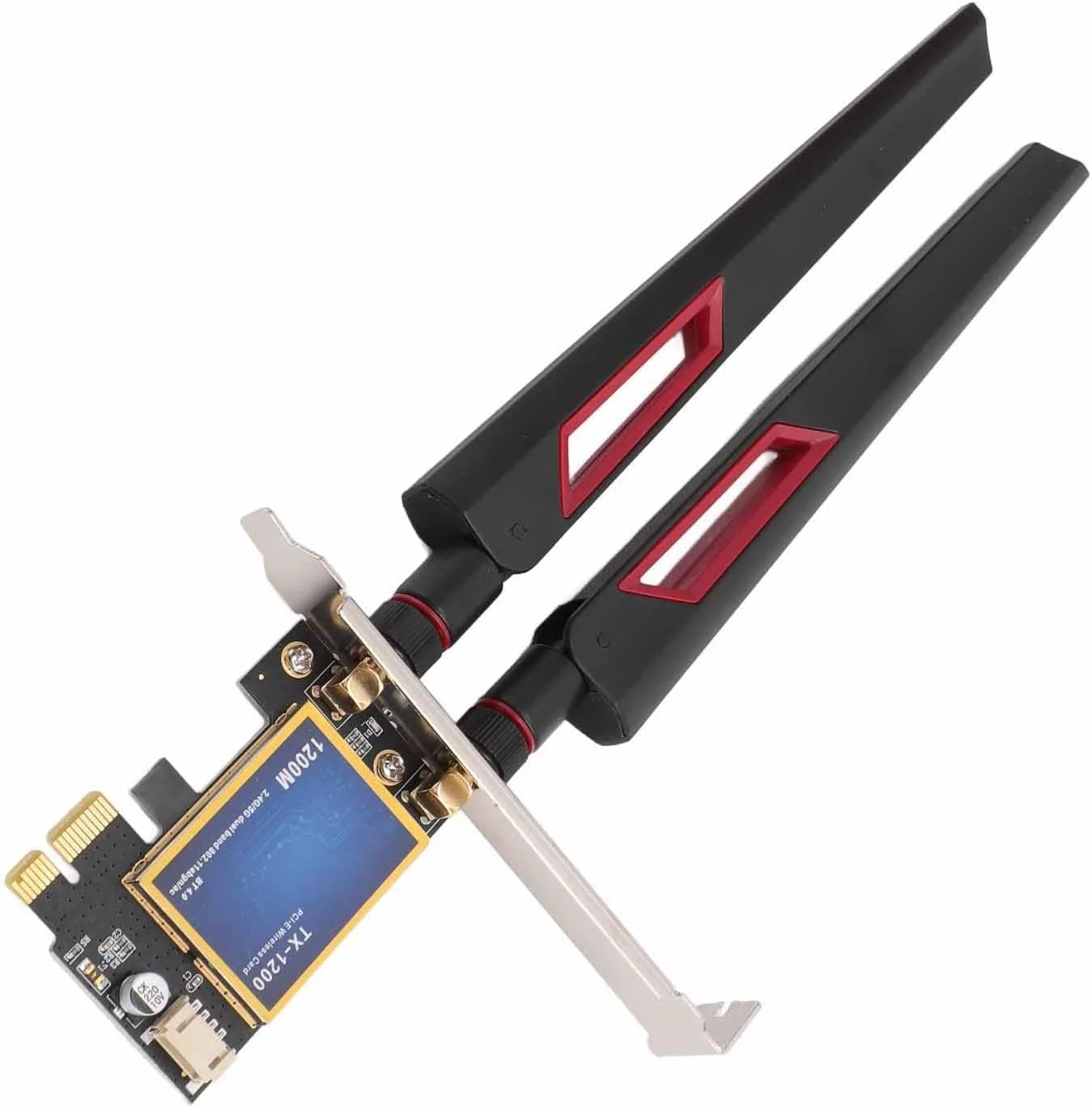 کارت وای فای 1200 مگابیت بر ثانیه PCIe آداپتور بی سیم برای کامپیوتر، آنتن دوتایی 10dBi، 4.0، نصب و استفاده آسان کارت وای فای 1200 مگابیت بر ثانیه PCIe آداپتور بی سیم برای کامپیوتر، آنتن دوتایی 10dBi، 4.0، نصب و استفاده آسان