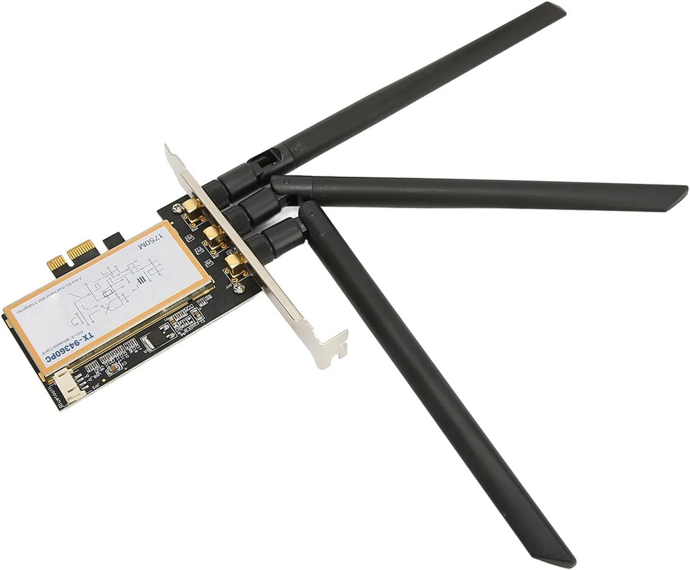 کارت PCIE X1، آداپتور کارت وای فای دو بانده با سرعت 1750 مگابیت بر ثانیه، آداپتور PCIE X1 با سازگاری بالا با 3 آنتن برای 7 برای 8 برای سیستم عامل