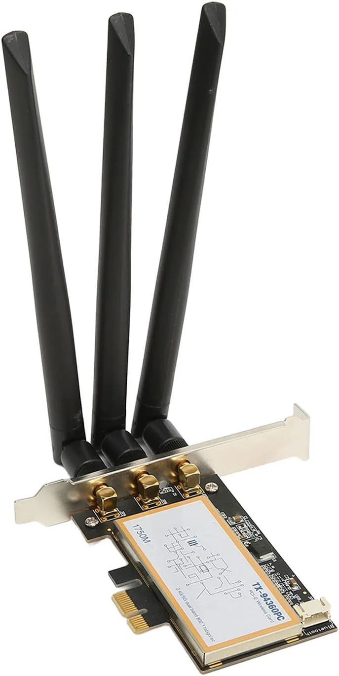 کارت PCIE X1، آداپتور کارت وای فای دو بانده با سرعت 1750 مگابیت بر ثانیه، آداپتور PCIE X1 با سازگاری بالا با 3 آنتن برای 7 برای 8 برای سیستم عامل