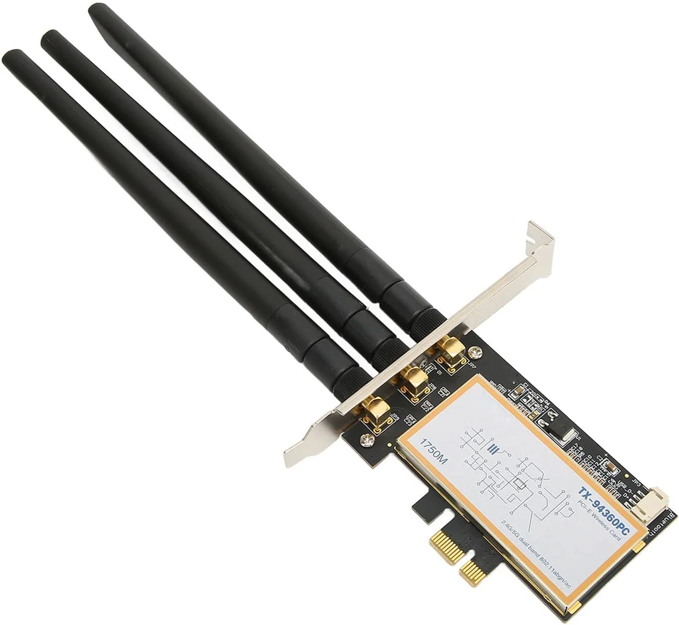 کارت PCIE X1، آداپتور کارت وای فای دو بانده با سرعت 1750 مگابیت بر ثانیه، آداپتور PCIE X1 با سازگاری بالا با 3 آنتن برای 7 برای 8 برای سیستم عامل