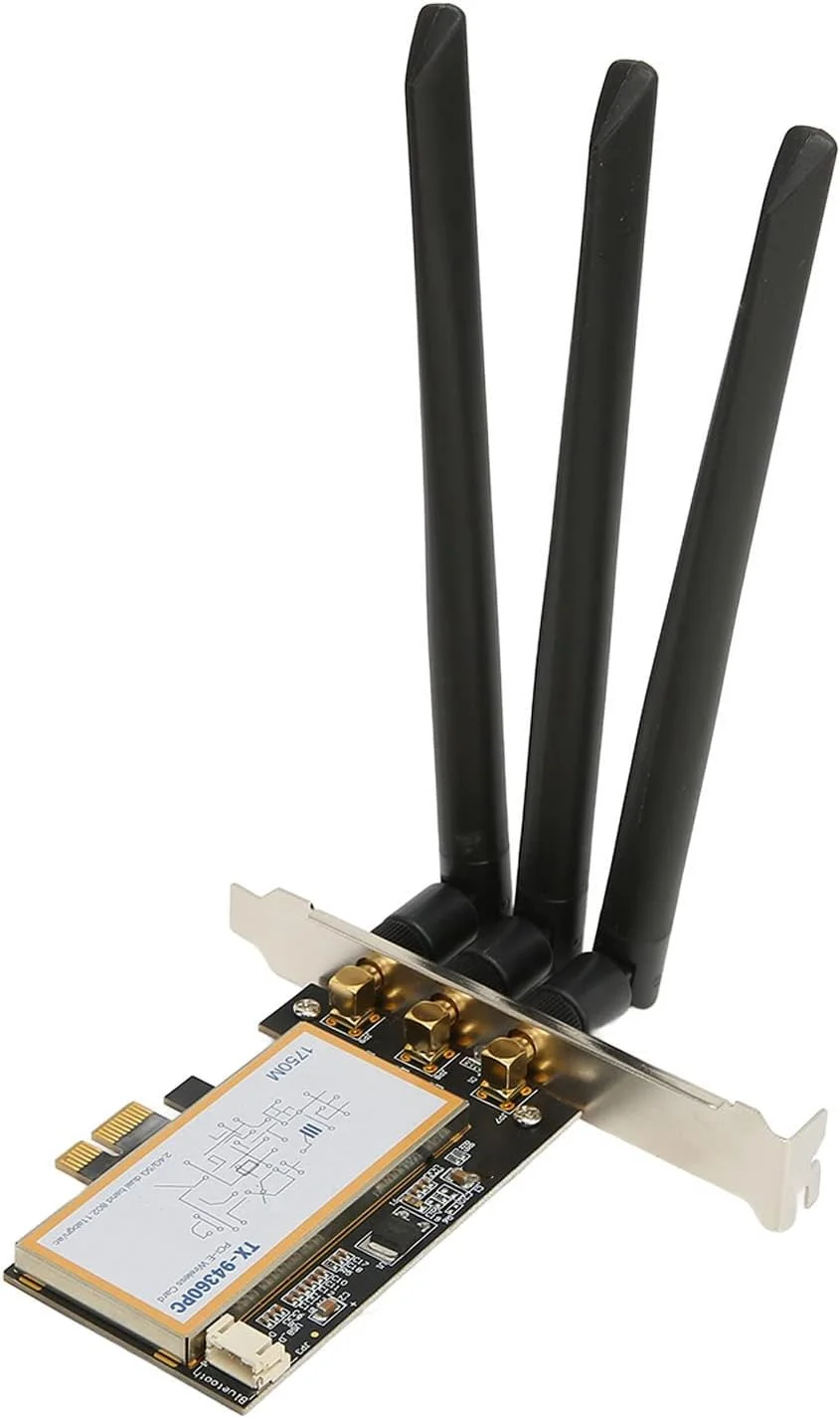 کارت PCIE X1، آداپتور کارت وای فای دو بانده با سرعت 1750 مگابیت بر ثانیه، آداپتور PCIE X1 با سازگاری بالا با 3 آنتن برای 7 برای 8 برای سیستم عامل