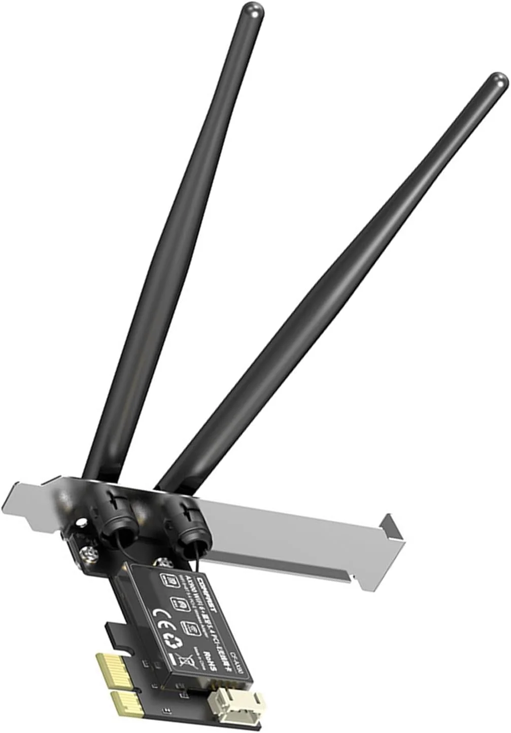 آداپتور وای فای 6 دو بانده PCIe با فرکانس 2.4/5.8 گیگاهرتز، سازگار با بلوتوث 5.4 و دارای 2 آنتن با بهره بالا 3dBi برای کارت شبکه PCIe کامپیوترهای گیمینگ آداپتور وای فای 6 دو بانده PCIe با فرکانس 2.4/5.8 گیگاهرتز، سازگار با بلوتوث 5.4 و دارای 2 آنتن با بهره بالا 3dBi برای کارت شبکه PCIe کامپیوترهای گیمینگ
