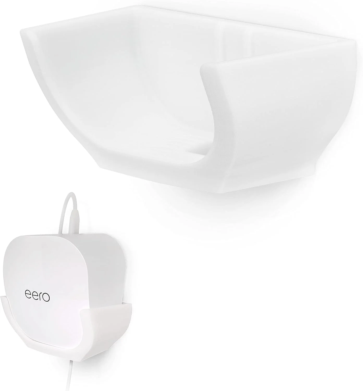 نگهدارنده دیواری بدون پیچ BRAINWAVZ برای Eero 6 Mesh WiFi، طراحی سفارشی (سازگار با Eero Pro 6 / Beacon نیست)، چسب VHB قوی، بدون ابزار، بدون کثیفی، سفید