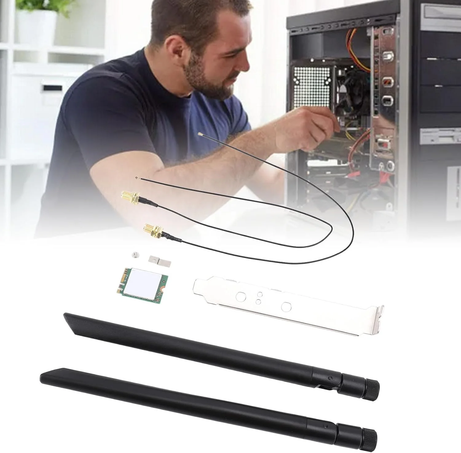 کارت وای فای Annadue 8265NGW AC 1200Mbps دو بانده 2.4GHz 5GHz با رابط M.2 و بلوتوث 4.2 برای 7، 8 و 10 (براکت آنتن خارجی) کارت وای فای Annadue 8265NGW AC 1200Mbps دو بانده 2.4GHz 5GHz با رابط M.2 و بلوتوث 4.2 برای 7، 8 و 10 (براکت آنتن خارجی)