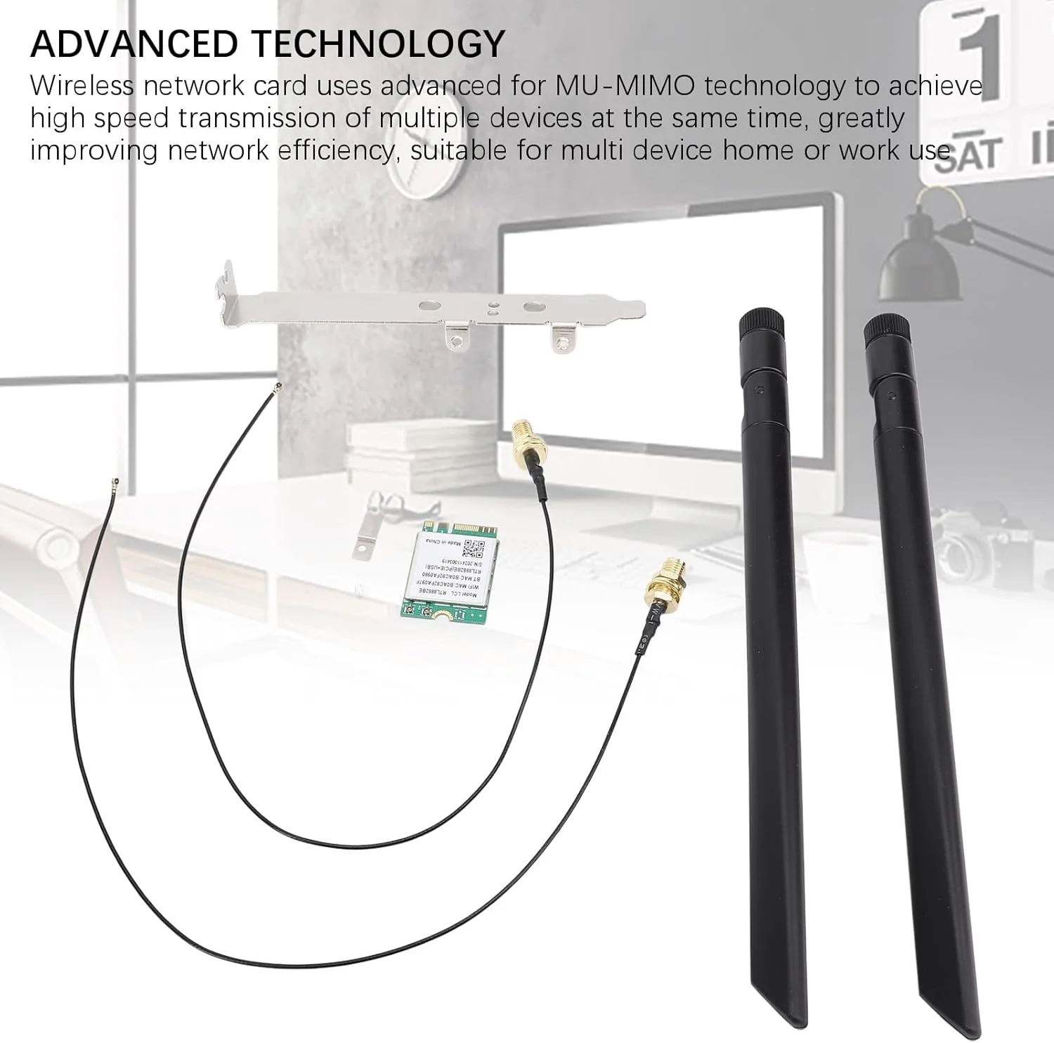 کارت وای فای M.2 Annadue، کارت وایرلس 1800 مگابیت بر ثانیه WiFi6 5.2 با فناوری MU MIMO، برای سیستم های Win10 11 (براکت آنتن خارجی)