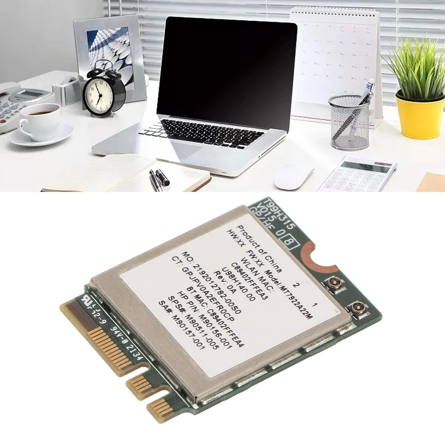 کارت شبکه بی سیم Annadue MT7922 Wi-Fi 6E با سرعت 2400 مگابیت بر ثانیه، 2.4G/5G 802.11AX M.2 NGFF بلوتوث 5.2 MU-Mimo