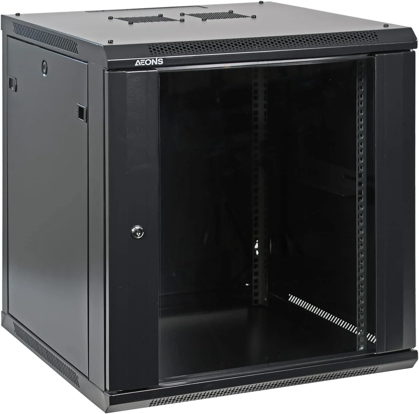 محفظه کابینت دیواری حرفه ای AEONS، رک شبکه سرور 19 اینچی با درب تهویه دار، عمق 12U-18 اینچ P36412S-AFBA-V