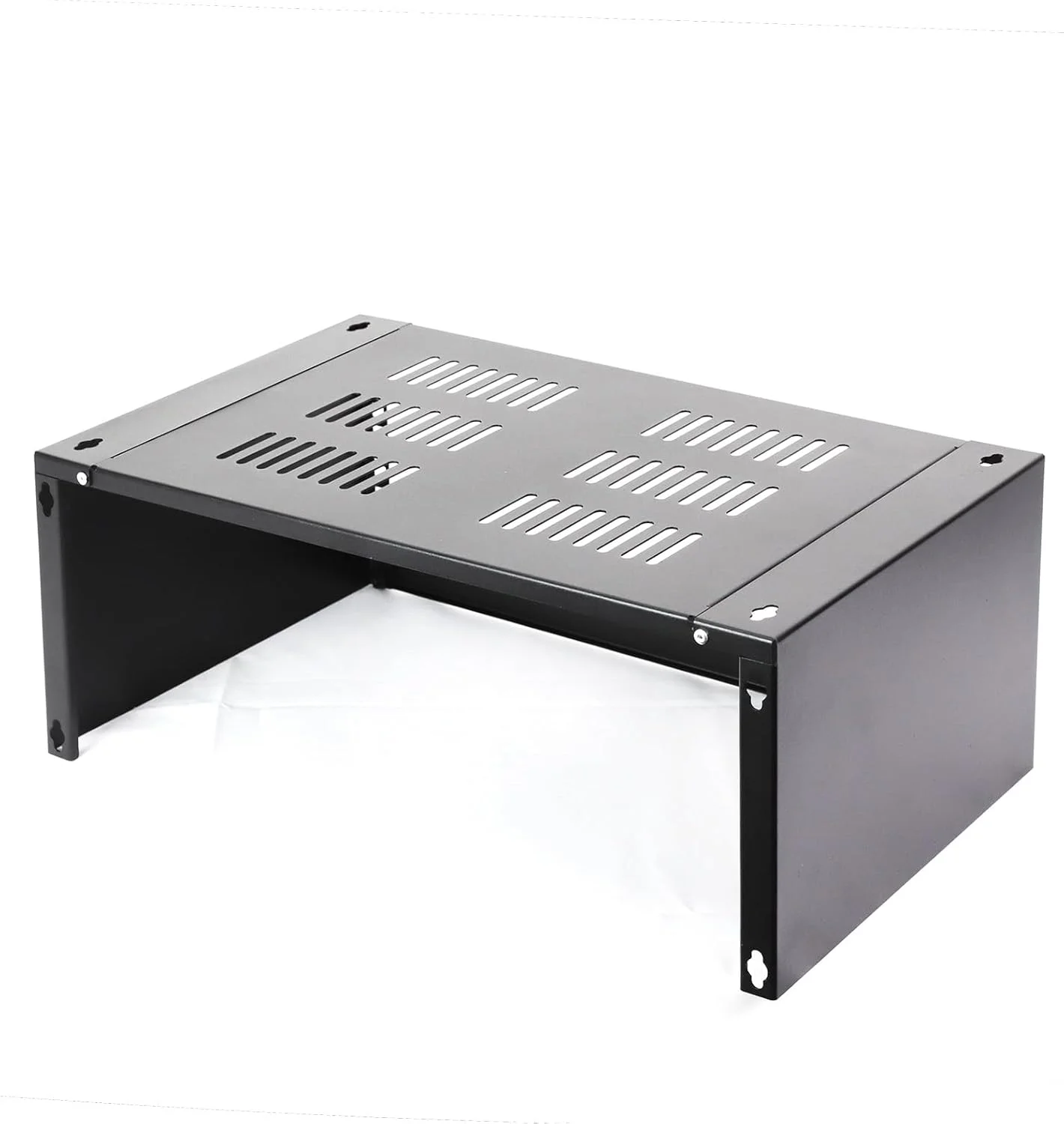 براکت دیواری تقویت شده AEONS 4U، رک شبکه با نمای کم، نصب عمودی و افقی، براکت پچ پنل 19 اینچی برای سوییچ سرور کم عمق، تجهیزات استودیوی IT، قفسه بالایی دارای تهویه، مشکی