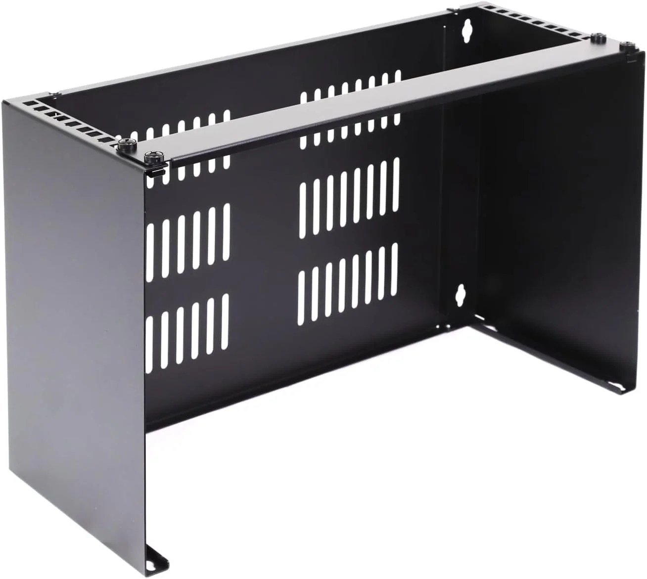 براکت دیواری تقویت شده AEONS 4U، رک شبکه با نمای کم، نصب عمودی و افقی، براکت پچ پنل 19 اینچی برای سوییچ سرور کم عمق، تجهیزات استودیوی IT، قفسه بالایی دارای تهویه، مشکی