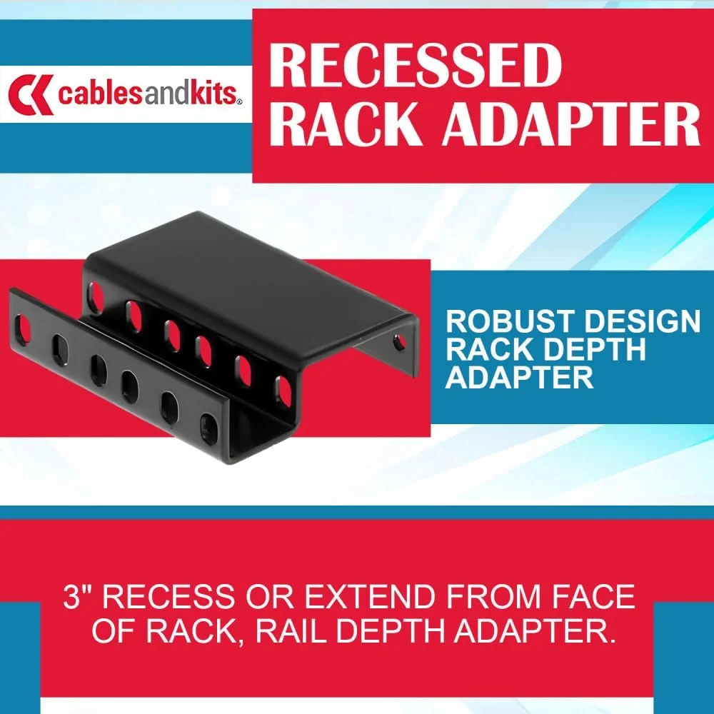 کابل و کیت - آداپتور رک فرورفته (2RU) - افزایش/کاهش 3 اینچی از جلوی رک - ظرفیت وزنی 25 پوندی (11 کیلوگرم) - آداپتور عمق ریل، توسعه دهنده برای کامپیوترها، سرورها یا تجهیزات شبکه
