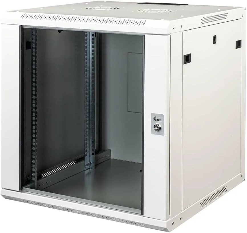 کابینت دیواری 19 اینچی 6 یونیت برای شبکه (ارتفاع) 380 x (عرض) 600 x (عمق) 450 میلی متر درب شیشه ای خاکستری