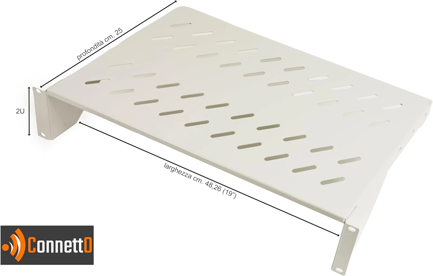 پایه کابینت Connetto سایز 19 اینچ، 2 یونیت، عمق 250 میلی متر (یونیورسال)، رنگ خاکستری