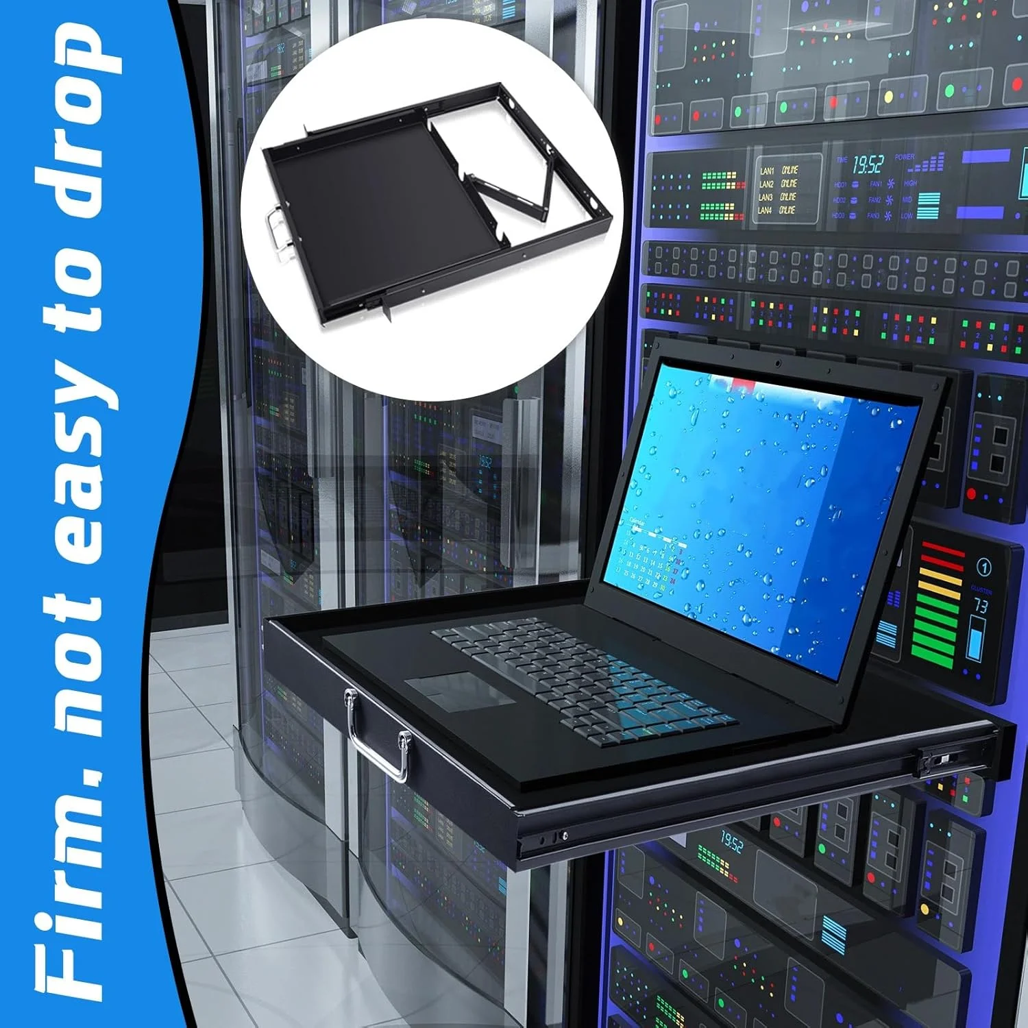 سینی کیبورد ریلی رک مونت Dunzy 1U برای رک های تجهیزات شبکه کنسولی رک 19 اینچی کشوی رک قفسه ریلی برای لوازم جانبی استودیوی موسیقی داده سرور