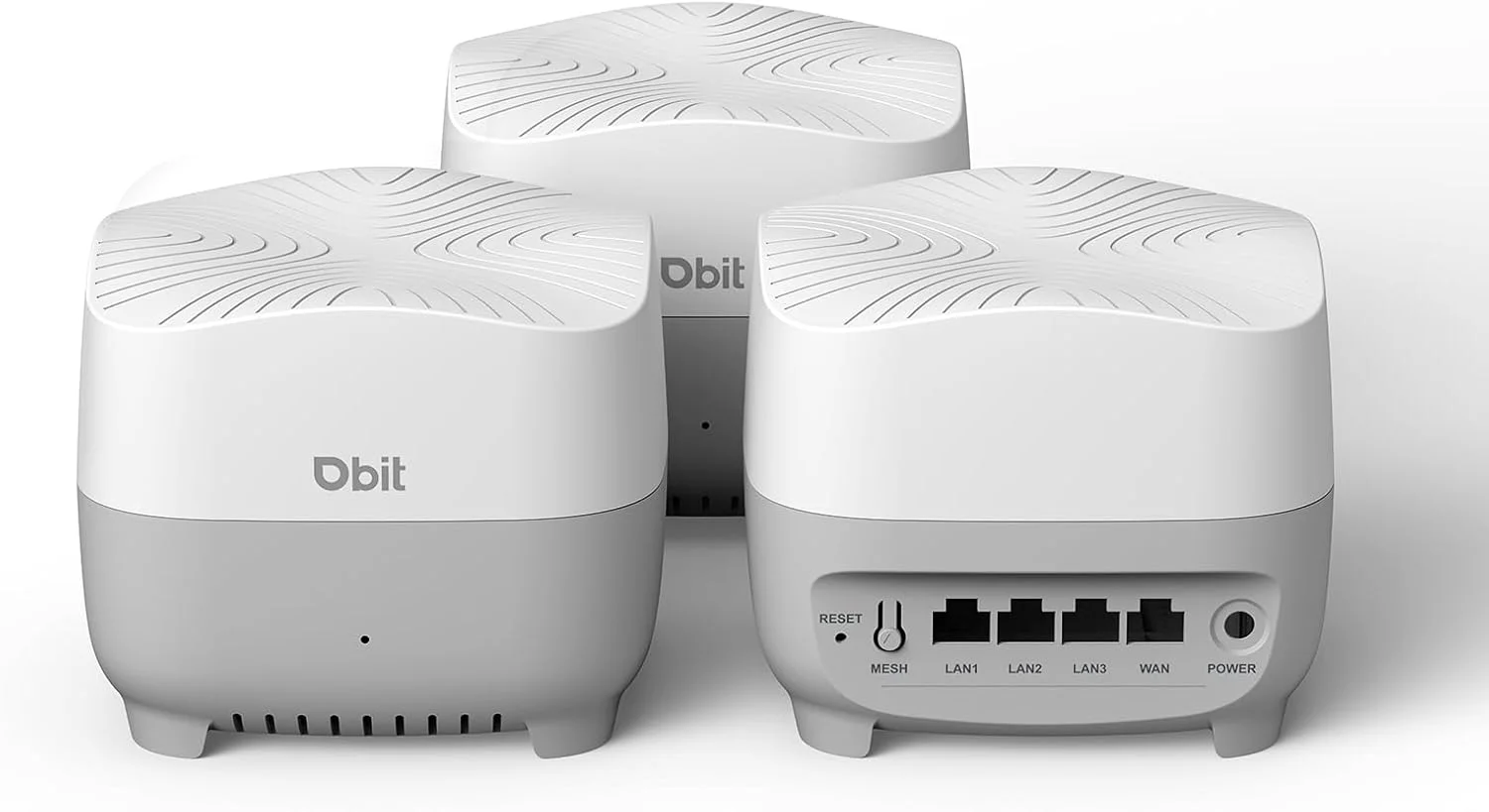 سیستم وای‌فای مش DBIT AX1500 WiFi 6 | پوشش 520 متر مربع و 120 دستگاه | دو بانده، رومینگ یکپارچه، کنترل والدین | جایگزین روتر و توسعه دهنده بی‌سیم | 4 پورت گیگابیتی در هر واحد (بسته 3 عددی)