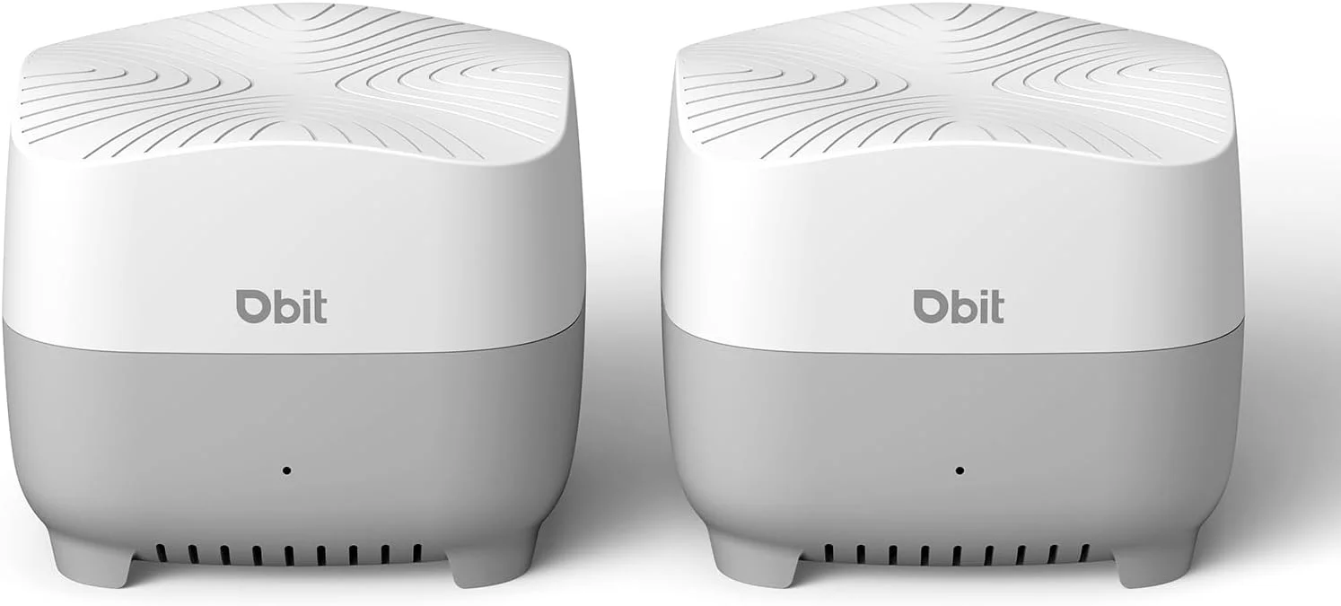 سیستم وای‌فای مش DBIT AX1500 WiFi 6 | پوشش 362 متر مربع و 120 دستگاه | دو بانده، رومینگ یکپارچه، کنترل والدین | جایگزین روتر و توسعه دهنده بی‌سیم | 4 پورت گیگابیتی در هر واحد (بسته 2 عددی)