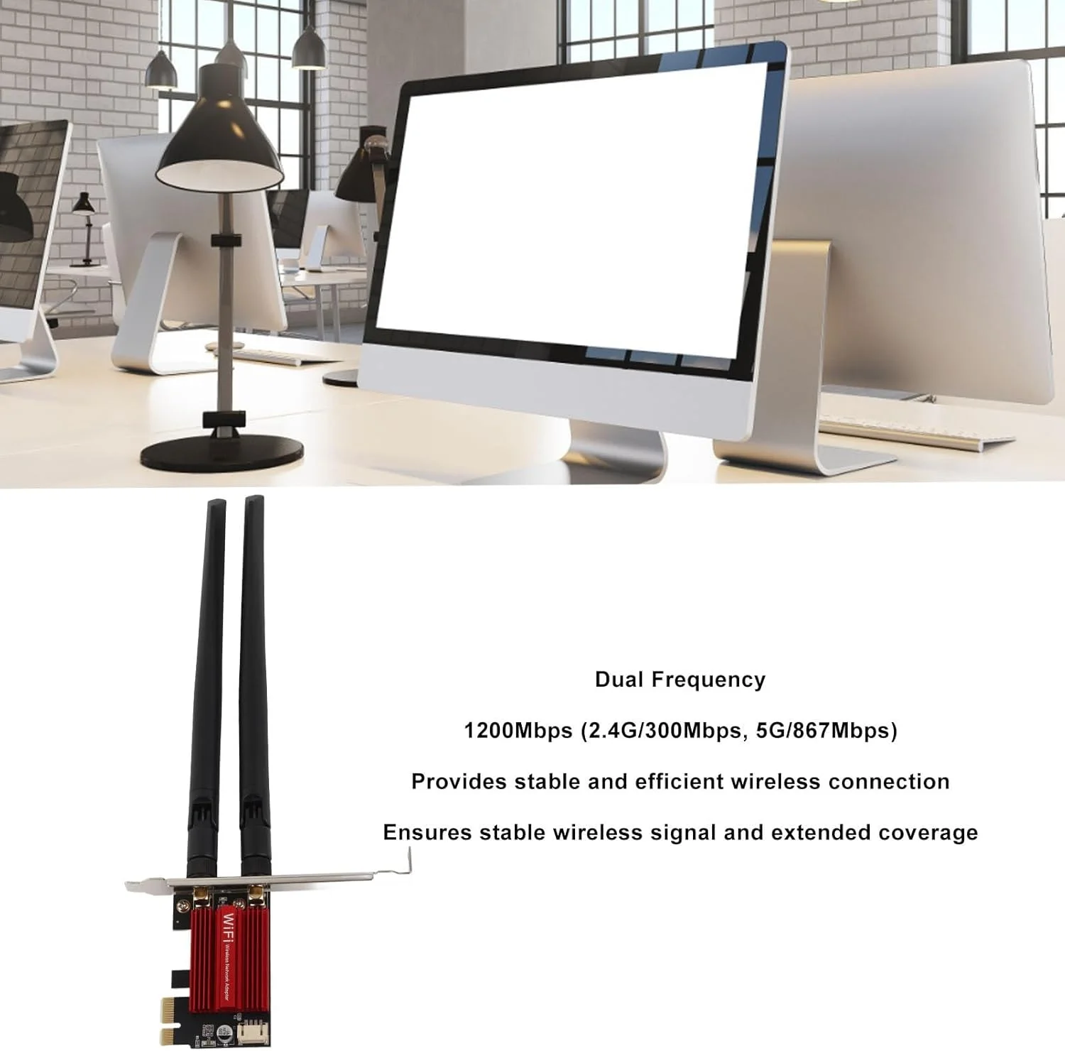 کارت وای فای  Asixxsix 7260AC Pro PCIE، کارت وایرلس دو بانده 1200 مگابیت بر ثانیه 2.4 گیگاهرتز 5 گیگاهرتز، آداپتور PCI Express وایرلس کارآمد 4.0 وای فای برای ویندوز 7 8 10 11