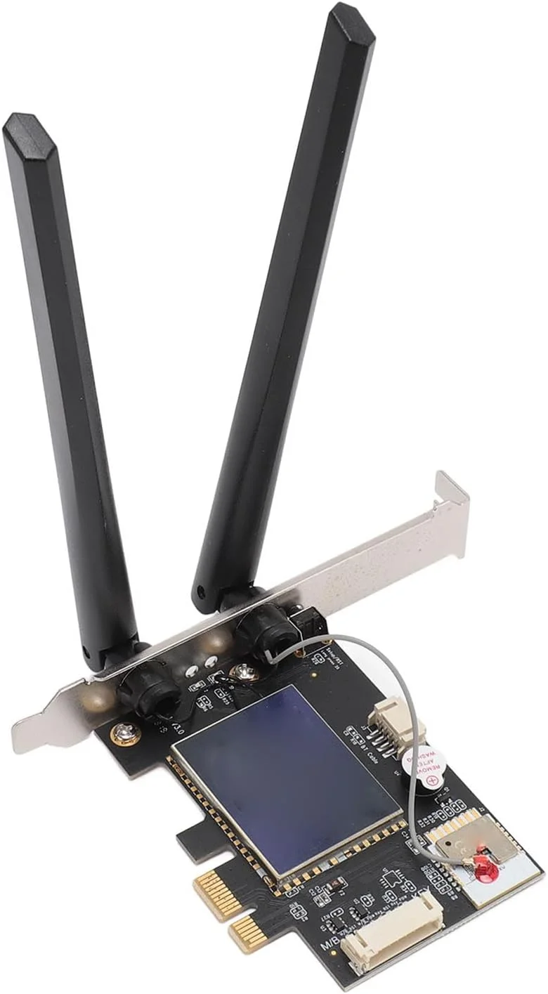 کارت وای فای PCIE Asixxsix، دو بانده 2.4G 5G، آداپتور وای فای PCIE با کنترل APP 4.2 و آنتن های 6dBi، آداپتور بی سیم پشتیبانی از 11 10 8 7 برای رایانه های شخصی رومیزی