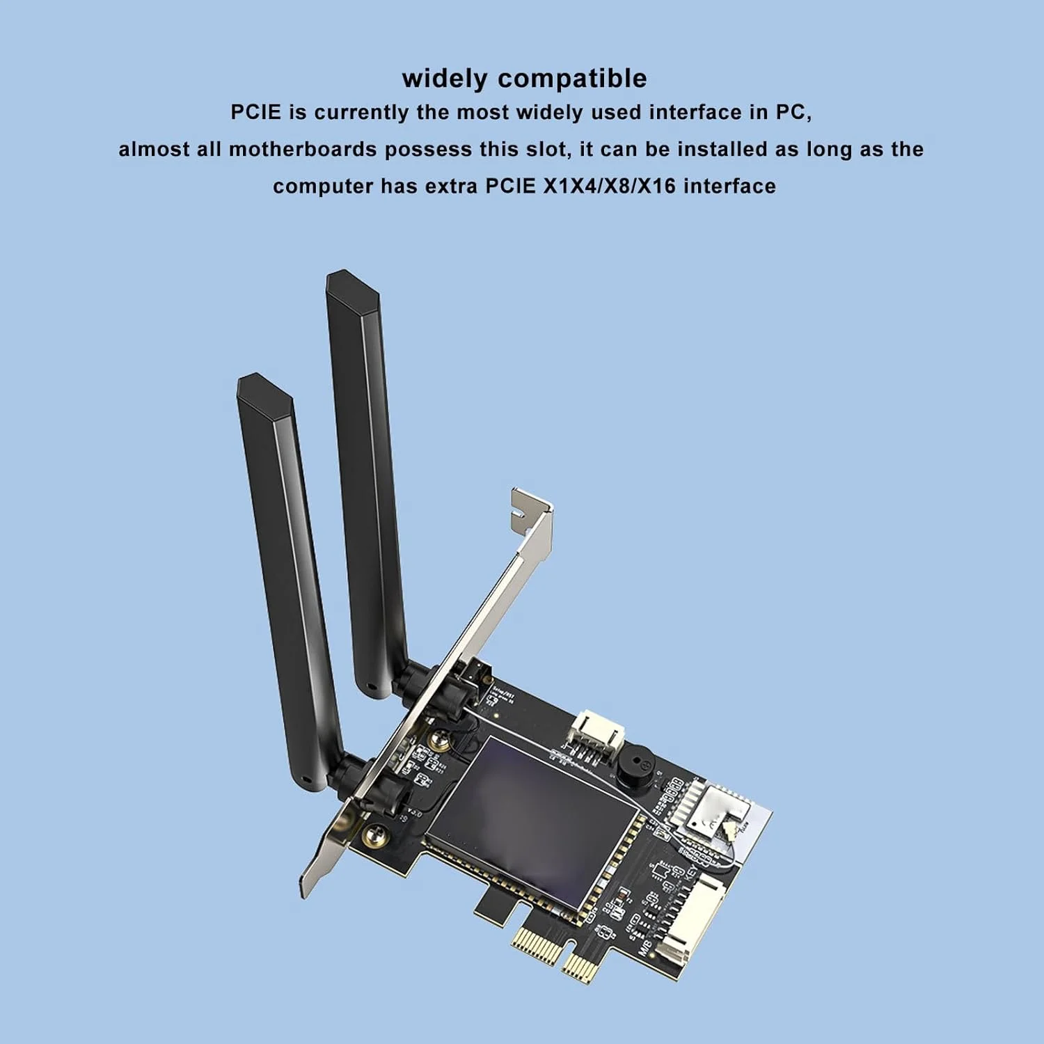 کارت وای فای PCIE Asixxsix، دو بانده 2.4G 5G، آداپتور وای فای PCIE با کنترل APP 4.2 و آنتن های 6dBi، آداپتور بی سیم پشتیبانی از 11 10 8 7 برای رایانه های شخصی رومیزی