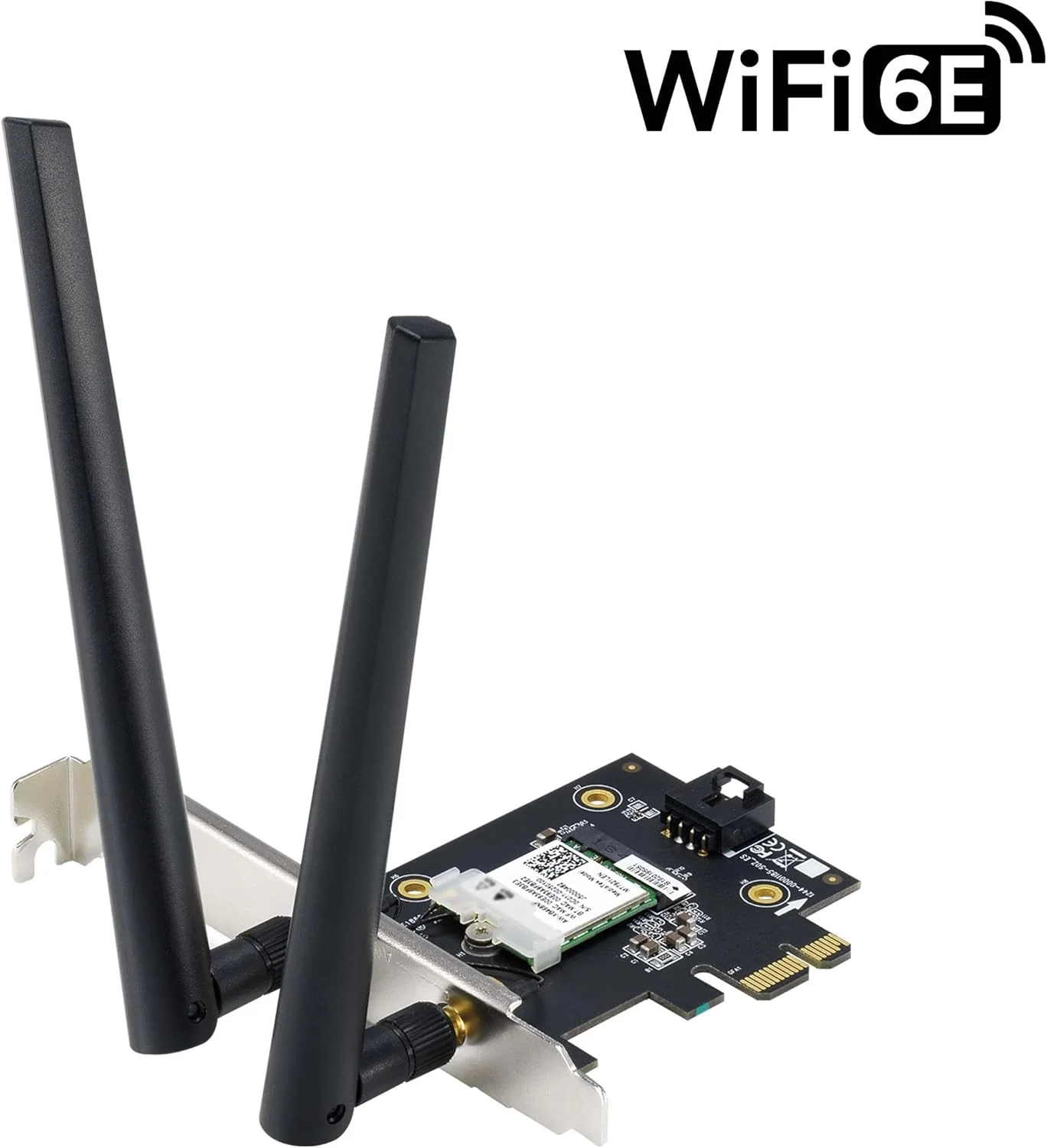 آداپتور ASUS PCE-AXE5400 WiFi 6E PCI-E با 2 آنتن خارجی، پشتیبانی از باند 6 گیگاهرتز، 160 مگاهرتز، بلوتوث 5.2، امنیت شبکه WPA3، OFDMA و MU-MIMO - مشکی