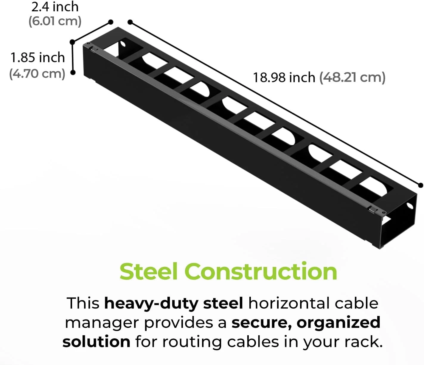 داکت مدیریت کابل افقی 1U 19 اینچی IOGEAR با پوشش و پیچ های نصب، سازمان دهنده سیم داکت فلزی شیاردار برای رک و کابینت سرور/شبکه/تجهیزات، GROHD1U