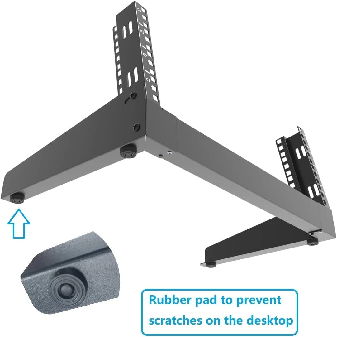 رک شبکه رومیزی 4 یونیت JINGCHENGMEI، فریم باز کوچک 19 اینچی، 2 پایه، مشکی، فولادی، رومیزی، سرور، شبکه