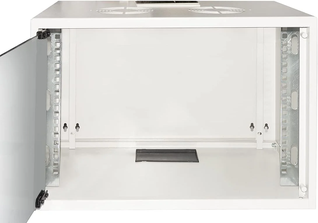 رک دیواری 6 یونیت لینک مدل LK1907U30E با ابعاد 370x540x300 میلی‌متر، رنگ طوسی و درب شیشه‌ای