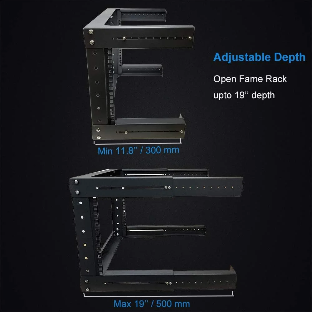 رک دیواری باز 12 یونیت Kenuco با عمق قابل تنظیم، مناسب تجهیزات شبکه، عمق 45 سانتیمتر