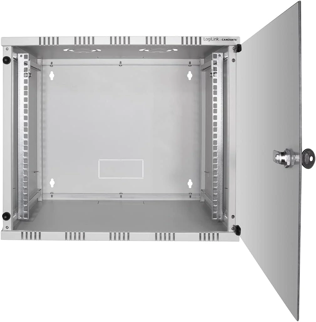 محفظه دیواری اقتصادی LogiLink 6HE (400 میلی متر) بسته تخت (مونتاژ نشده)، 48.26 سانتی متر (19 اینچ)، خاکستری