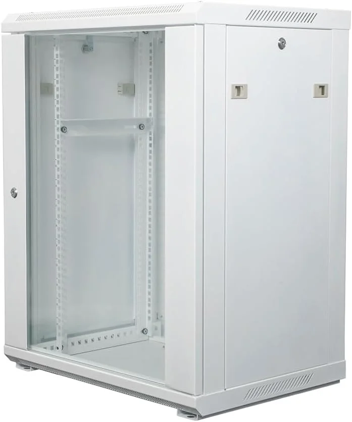 کابینت شبکه 12 یونیت NavePoint با درب شیشه ای - کابینت سرور دیواری 12 یونیت سفید 19 اینچی برای تجهیزات IT، دستگاه های AV، تجهیزات شبکه - محفظه رک سرور با عمق 17 اینچ