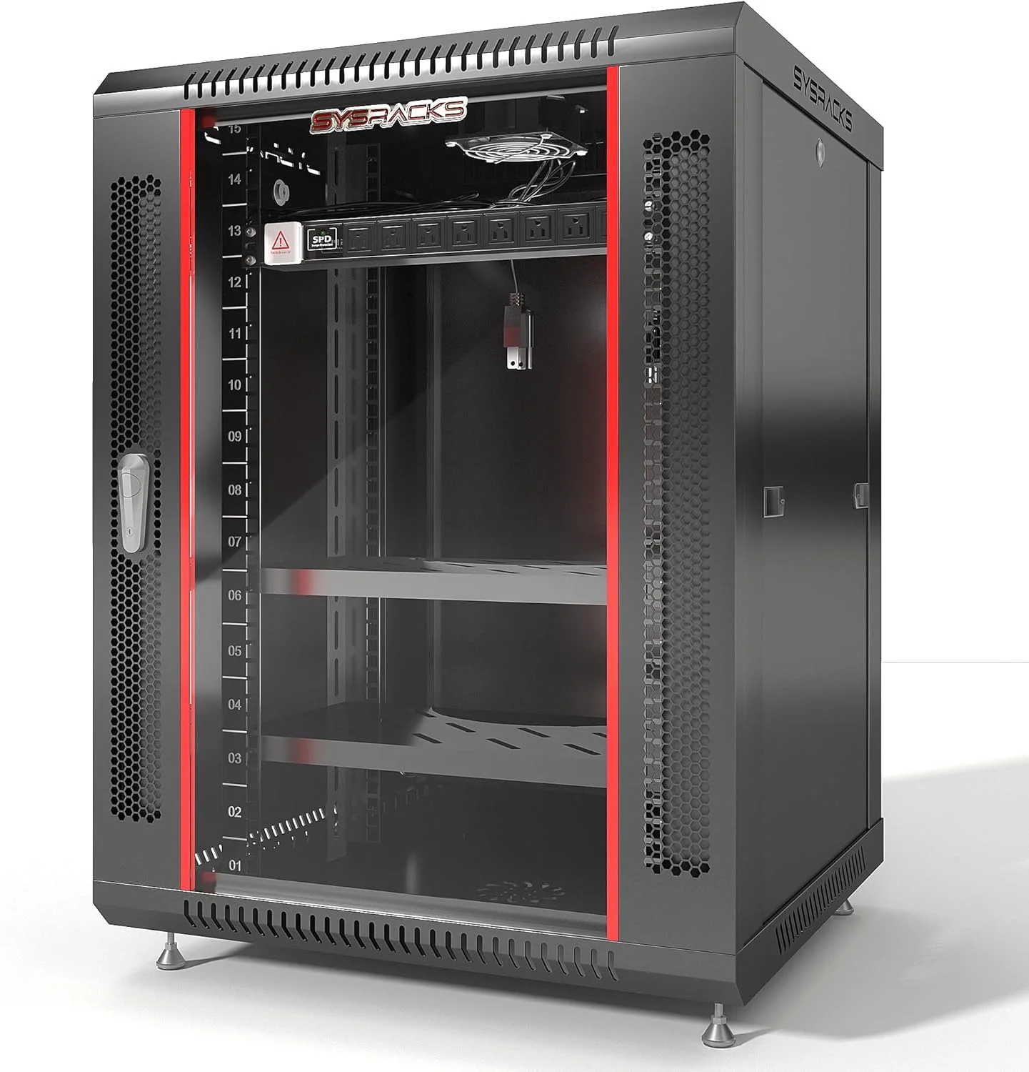 کابینت شبکه - نصب رکمونت - رک دیواری IT - قفل دار - رک سرور - رک دیتا به عمق 24 اینچ - کابینت رک سرور با پاوربار/فن/قفسه/چرخ/برای سرورها - A/V (15U 24"x24"x30")