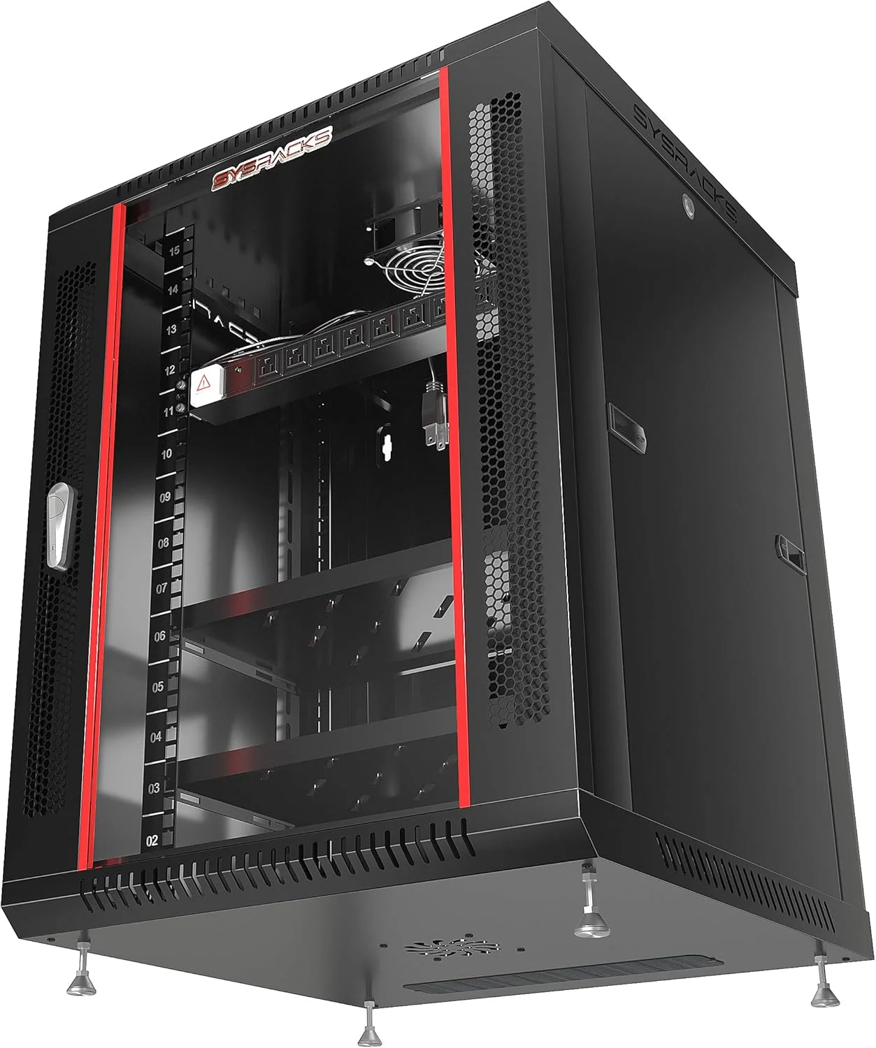 کابینت شبکه - نصب رکمونت - رک دیواری IT - قفل دار - رک سرور - رک دیتا به عمق 24 اینچ - کابینت رک سرور با پاوربار/فن/قفسه/چرخ/برای سرورها - A/V (15U 24"x24"x30")