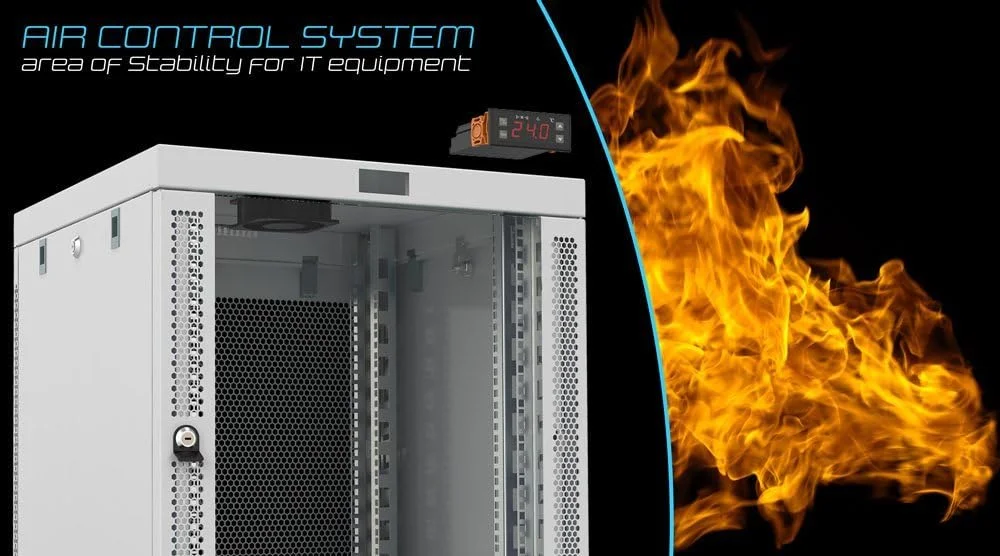 کابینت شبکه - نصب رکمونت - رک دیواری IT - قفل دار - رک سرور - رک دیتا به عمق 24 اینچ - کابینت رک سرور با پاوربار/فن/قفسه/چرخ/برای سرورها - A/V (15U 24"x24"x30")