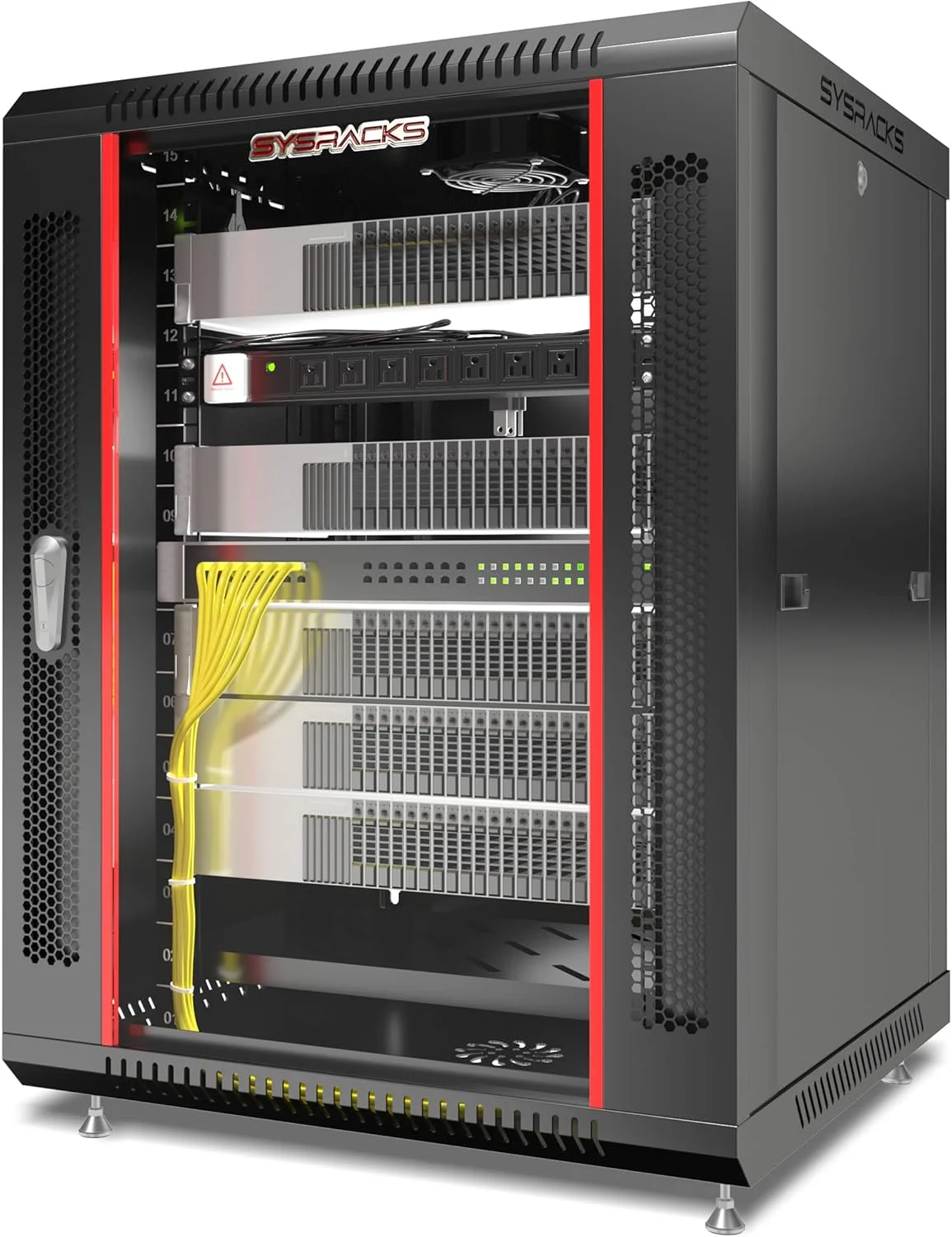 کابینت شبکه - نصب رکمونت - رک دیواری IT - قفل دار - رک سرور - رک دیتا به عمق 24 اینچ - کابینت رک سرور با پاوربار/فن/قفسه/چرخ/برای سرورها - A/V (15U 24"x24"x30")