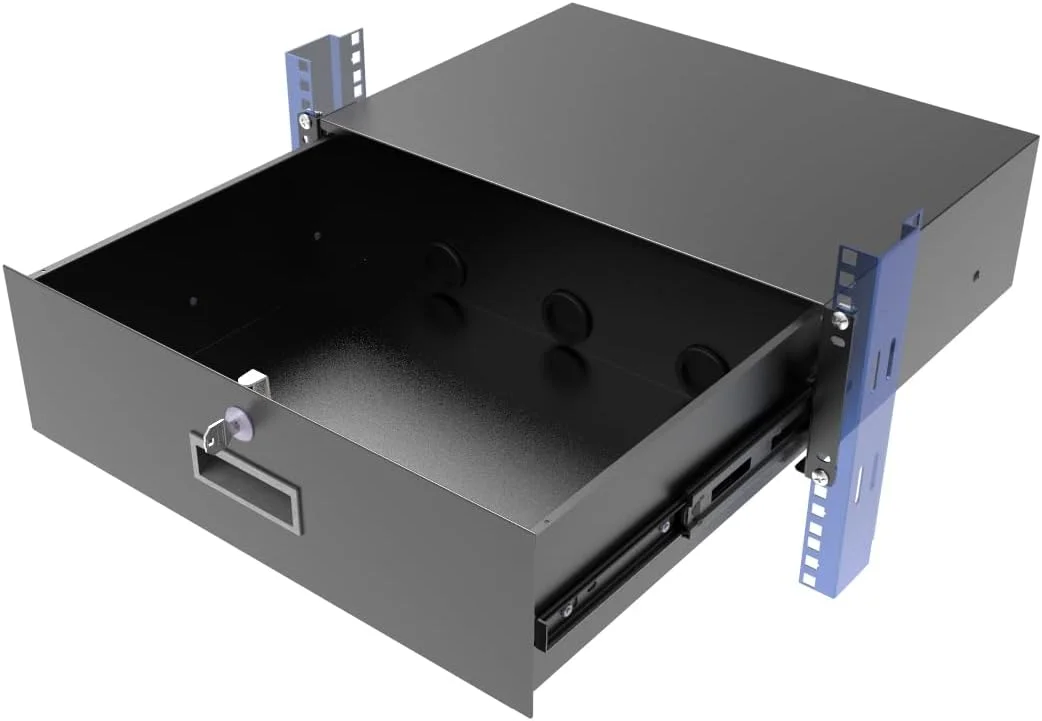 کشو رک مونت 3U کیائو یوبانگ با قفل و عمق 12.7 اینچ برای رک سرور 19 اینچی یا کابینت شبکه، مشکی