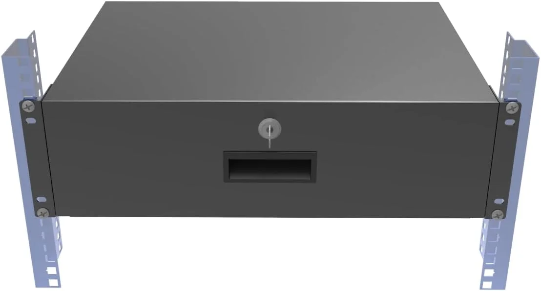 کشو رک مونت 3U کیائو یوبانگ با قفل و عمق 12.7 اینچ برای رک سرور 19 اینچی یا کابینت شبکه، مشکی