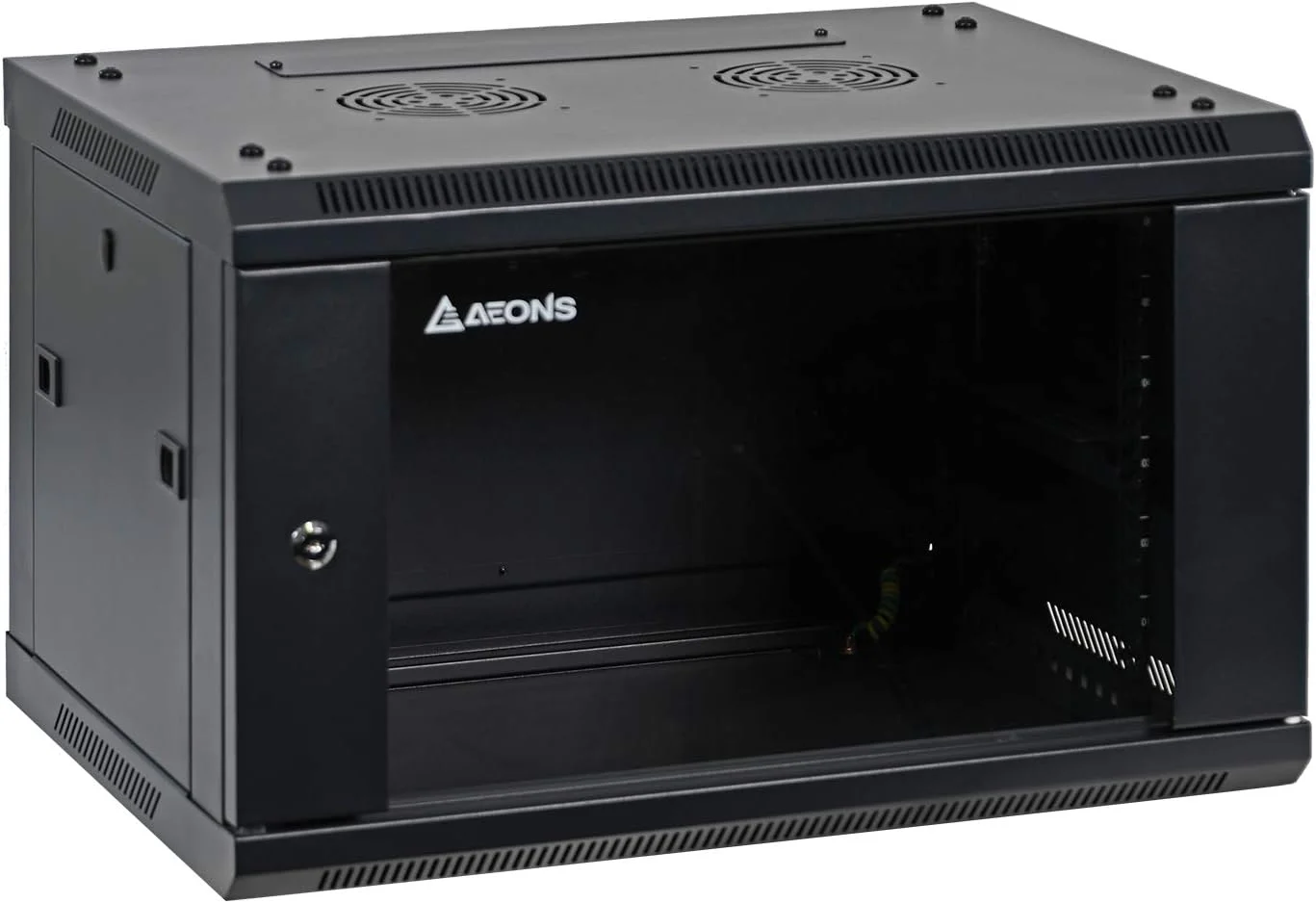 محفظه رک شبکه دیواری 19 اینچی Aeons 6U با درب شیشه ای و عمق 16 اینچ