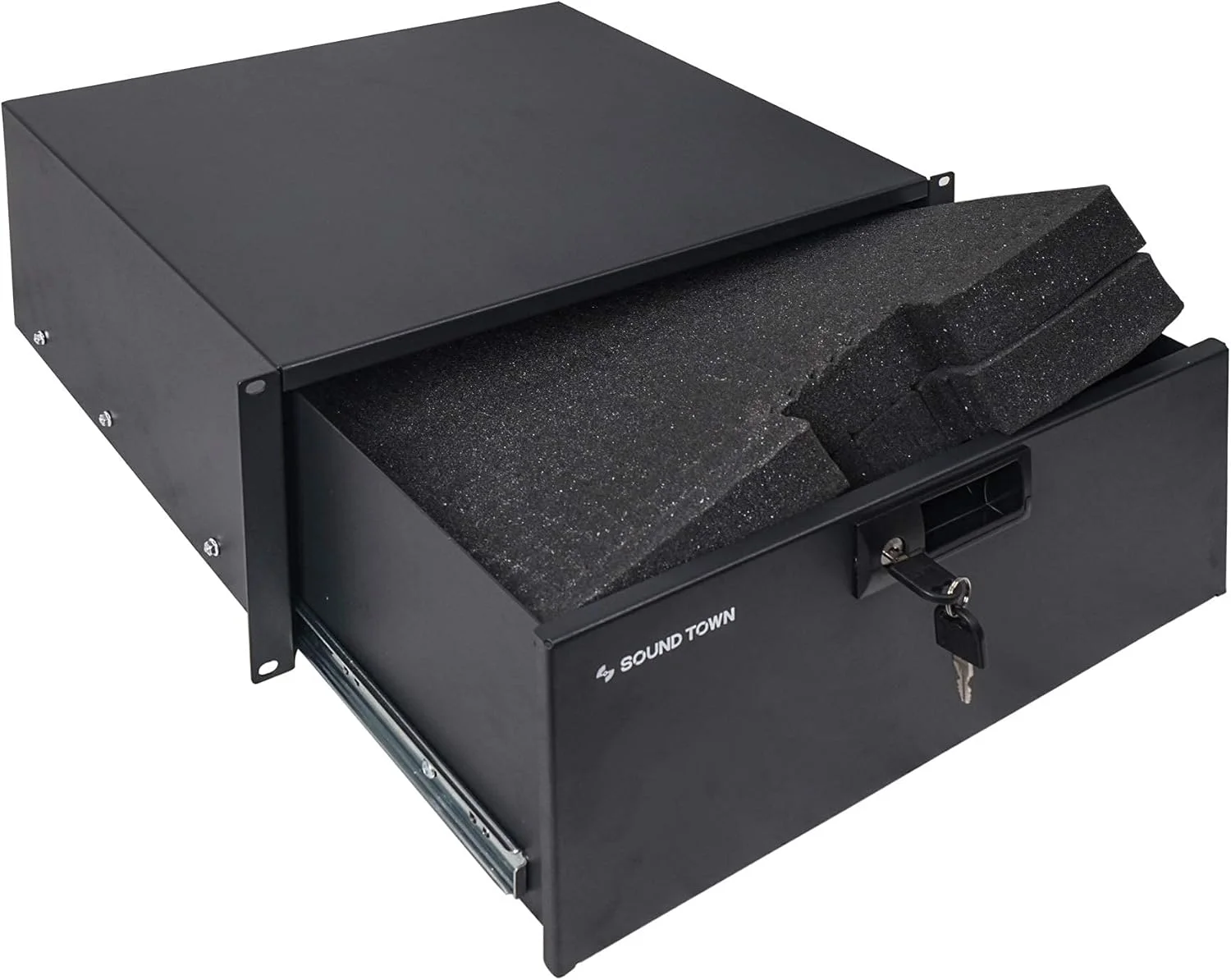 کشو رک 19 اینچی 4 یونیت قفل‌دار ساند تاون، با فوم محافظ (STRD-4D)